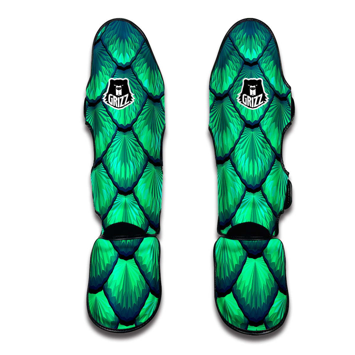 Mermaid Scales Teal Green Muay Thai Shin Guards-grizzshop