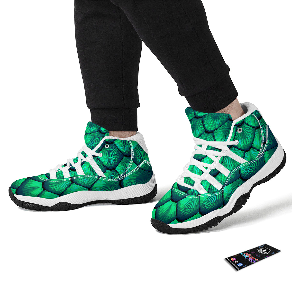 Mermaid Scales Teal Green White Bball Shoes-grizzshop