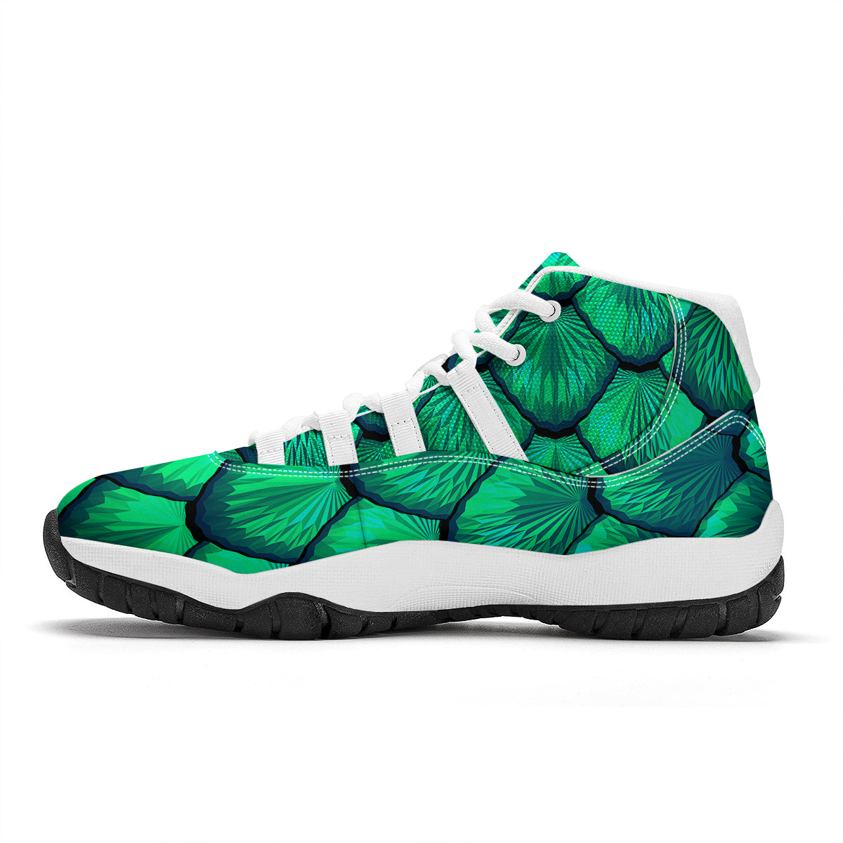 Mermaid Scales Teal Green White Bball Shoes-grizzshop