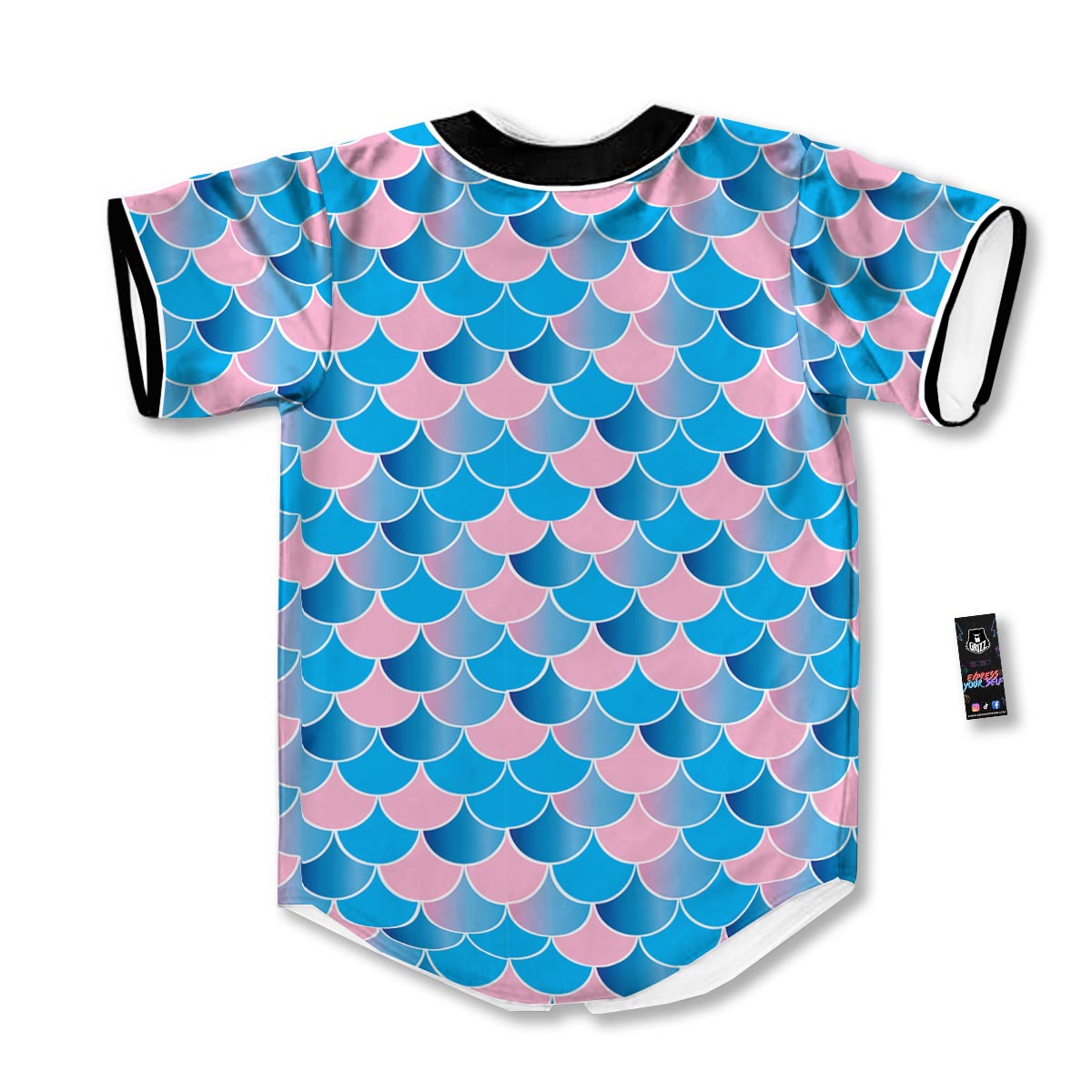 Mermaid Scales Teal Pink Print Pattern Baseball Jersey-grizzshop