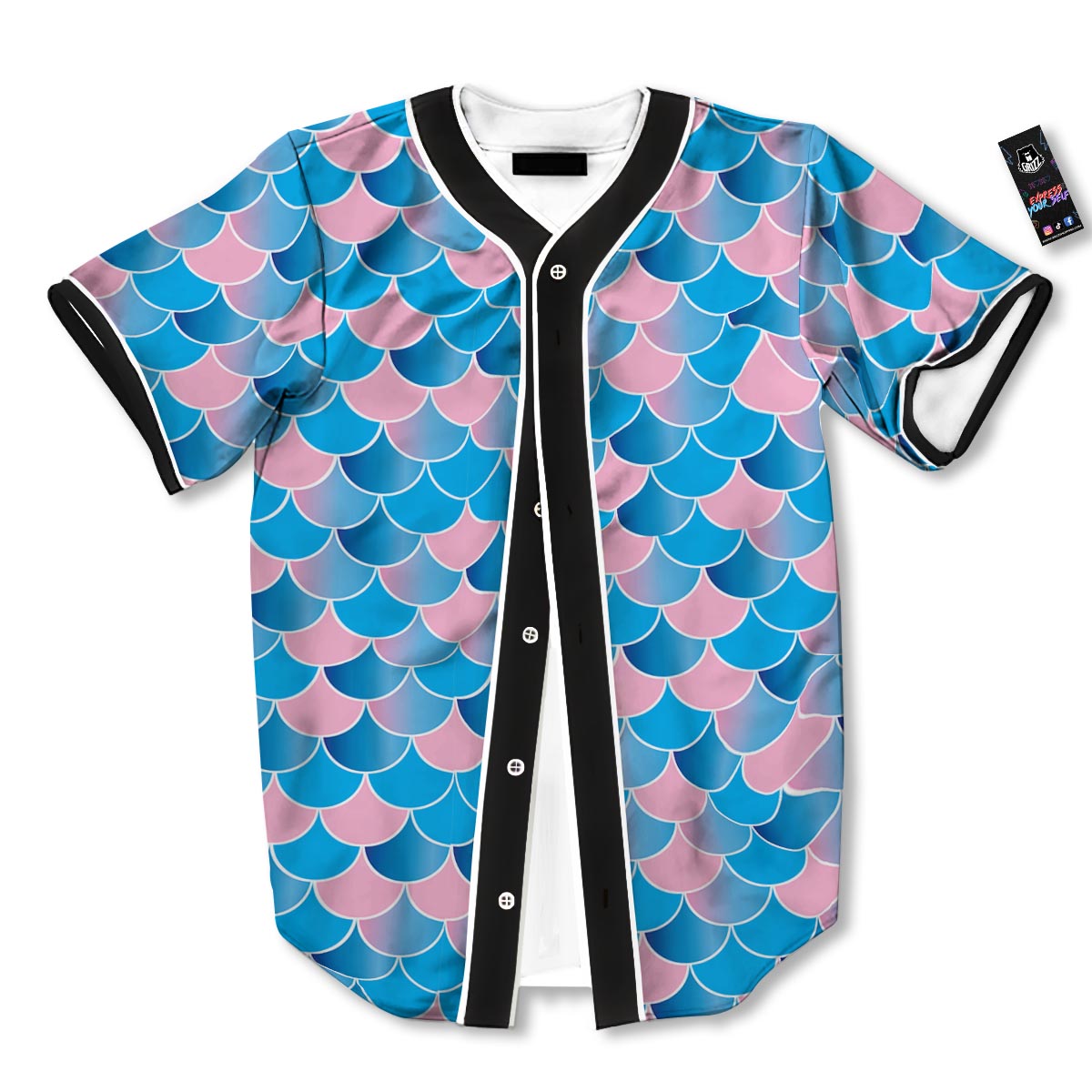Mermaid Scales Teal Pink Print Pattern Baseball Jersey-grizzshop