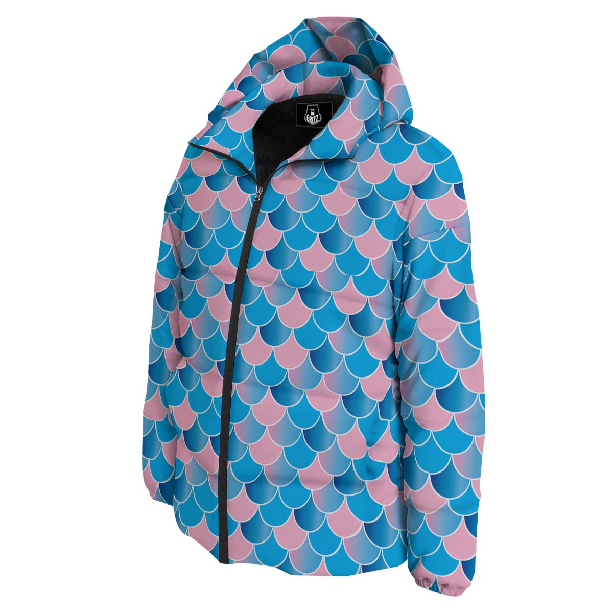 Mermaid Scales Teal Pink Print Pattern Down Jacket-grizzshop