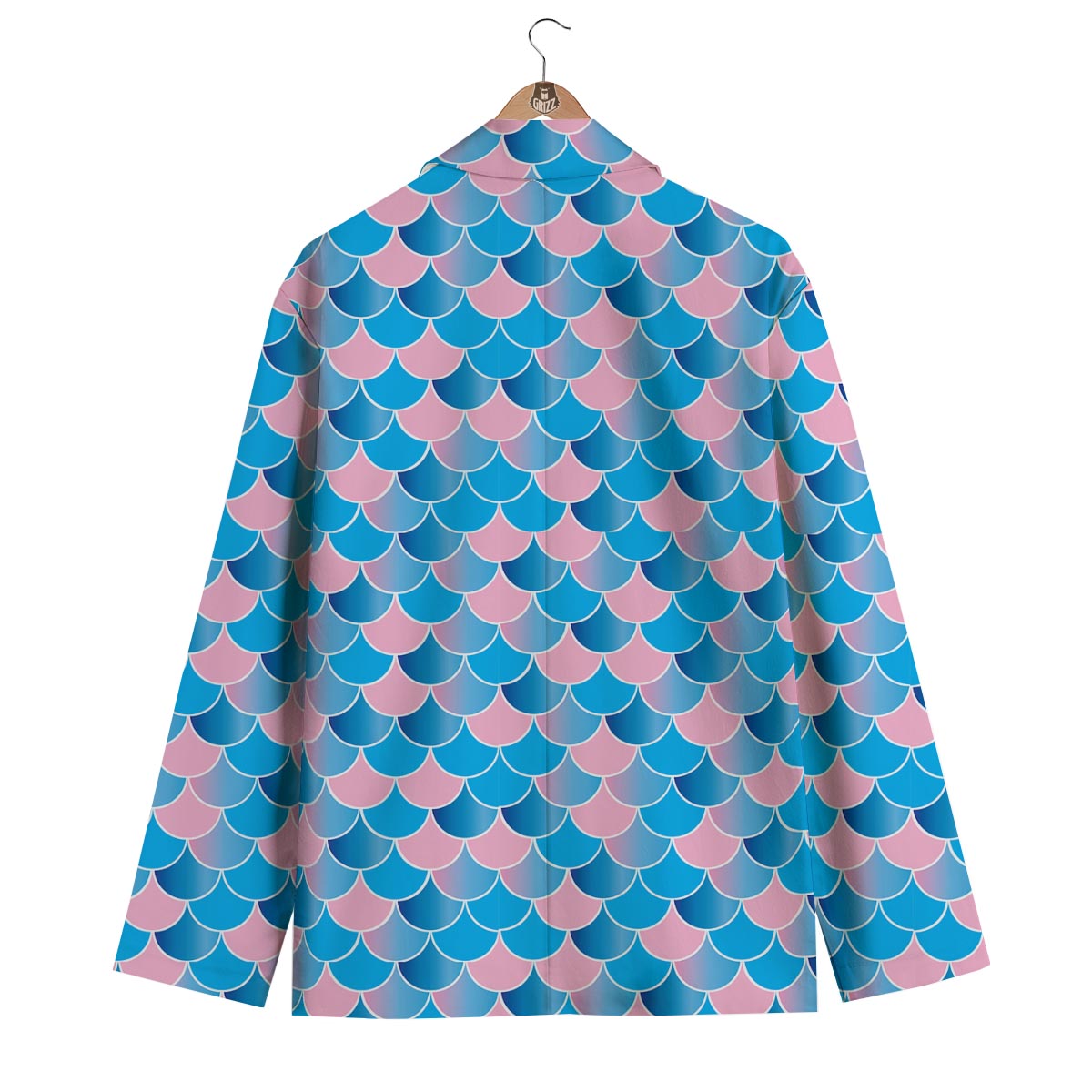 Mermaid Scales Teal Pink Print Pattern Men's Blazer-grizzshop