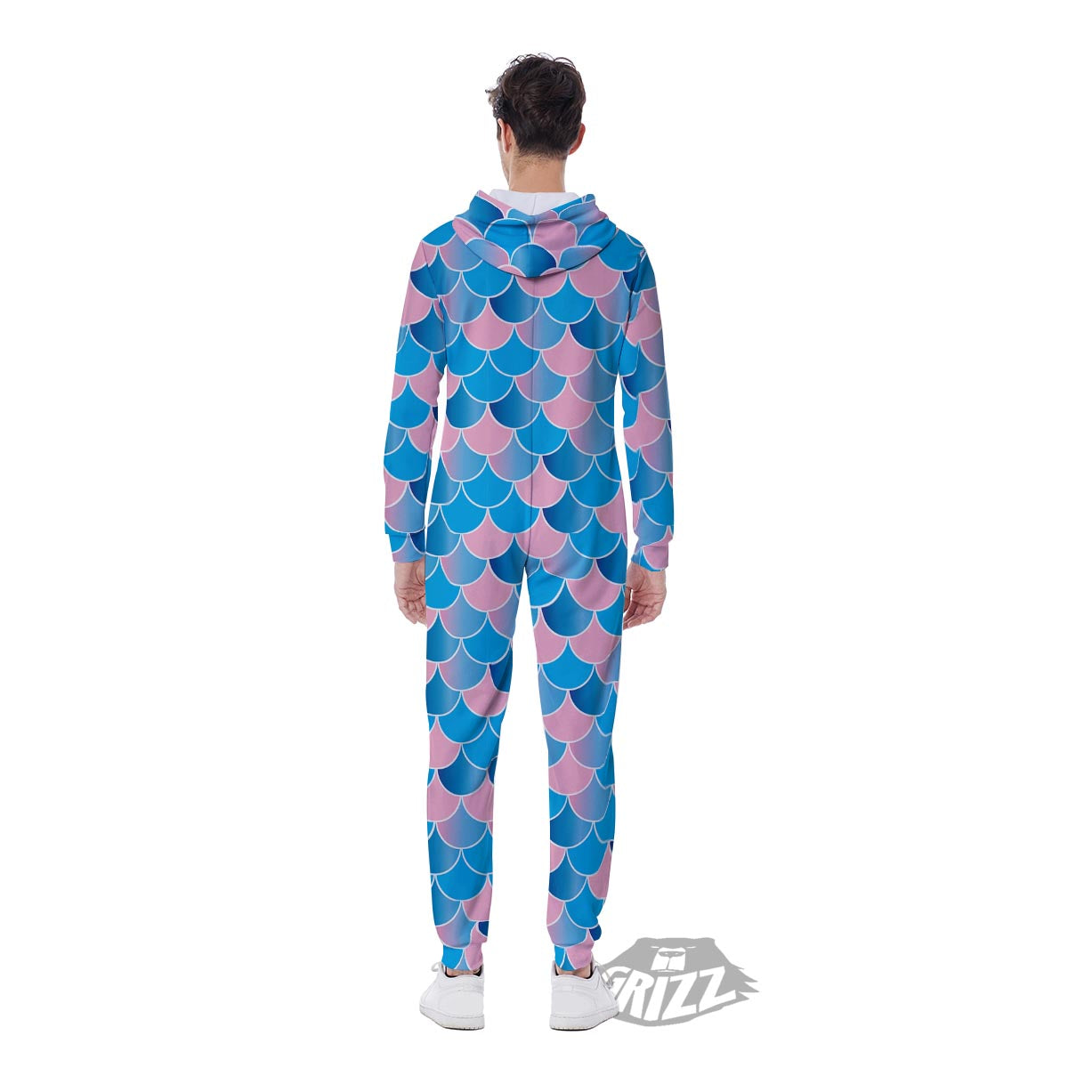 Mermaid Scales Teal Pink Print Pattern Men's Jumpsuit-grizzshop