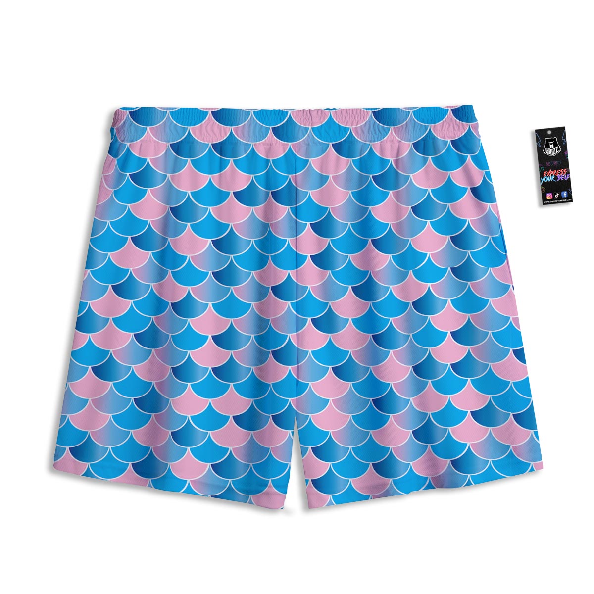 Mermaid Scales Teal Pink Print Pattern Mesh Shorts