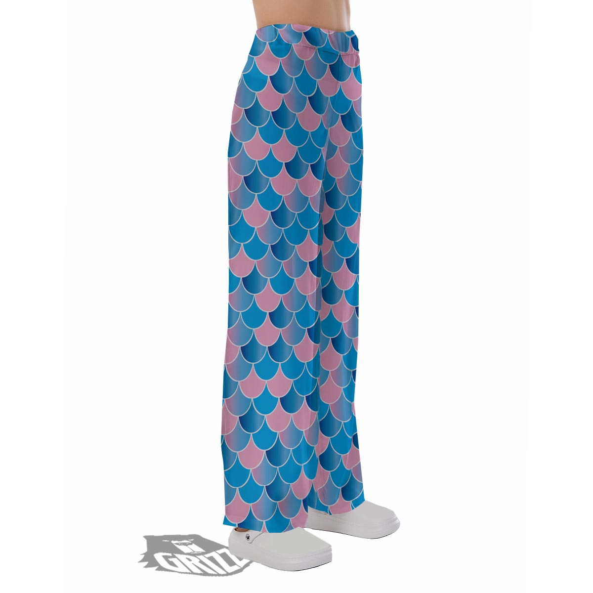 Mermaid Scales Teal Pink Print Pattern Pajama Pants-grizzshop