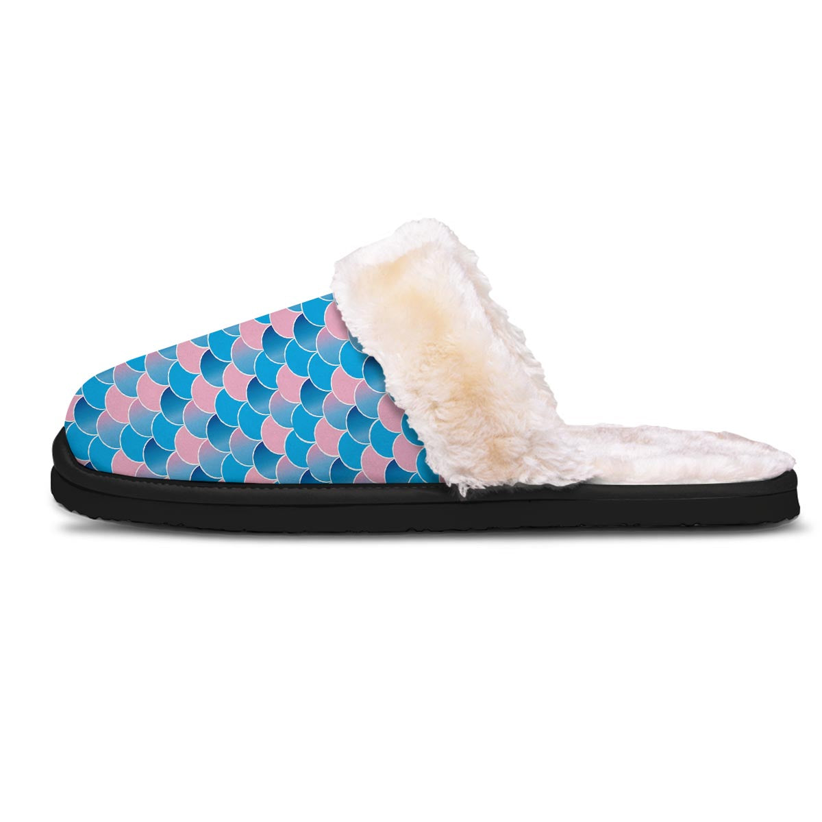 Mermaid Scales Teal Pink Print Pattern Slippers-grizzshop