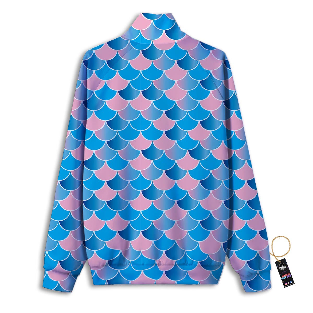 Mermaid Scales Teal Pink Print Pattern Track Jacket-grizzshop