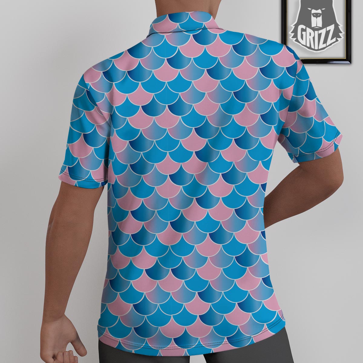 Mermaid Scales Teal Pink Print Pattern Untucked Shirts-grizzshop