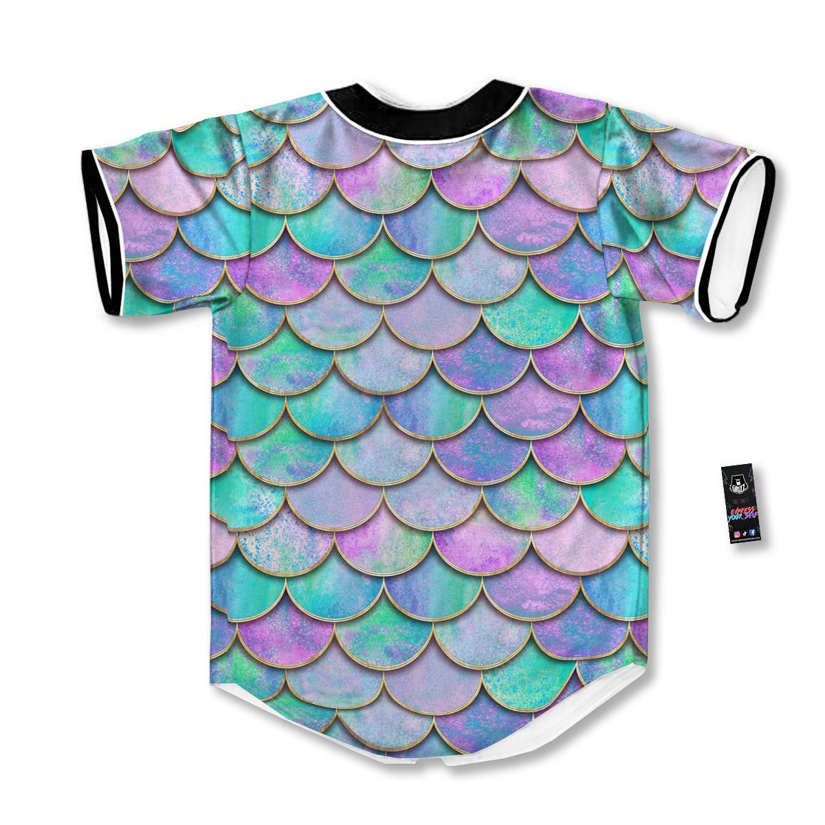 Mermaid Scales Teal Purple Print Pattern Baseball Jersey-grizzshop