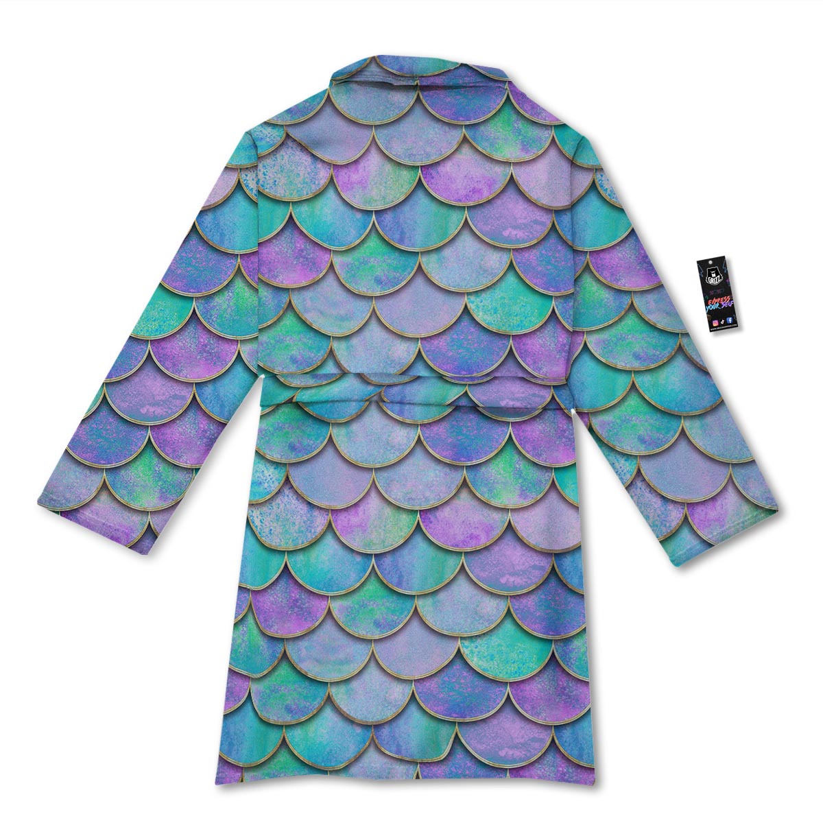 Mermaid Scales Teal Purple Print Pattern Bathrobe-grizzshop