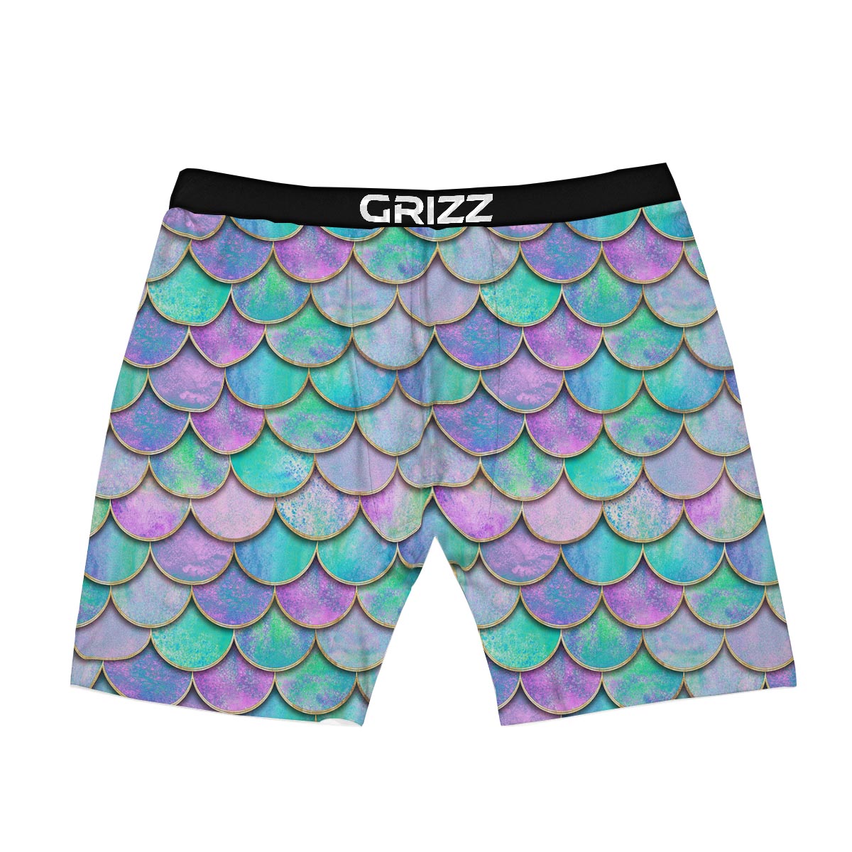 Mermaid Scales Teal Purple Print Pattern Boxer Briefs-grizzshop