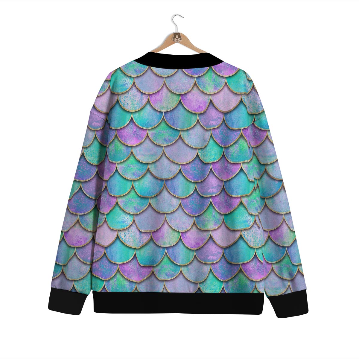 Mermaid Scales Teal Purple Print Pattern Cardigan-grizzshop