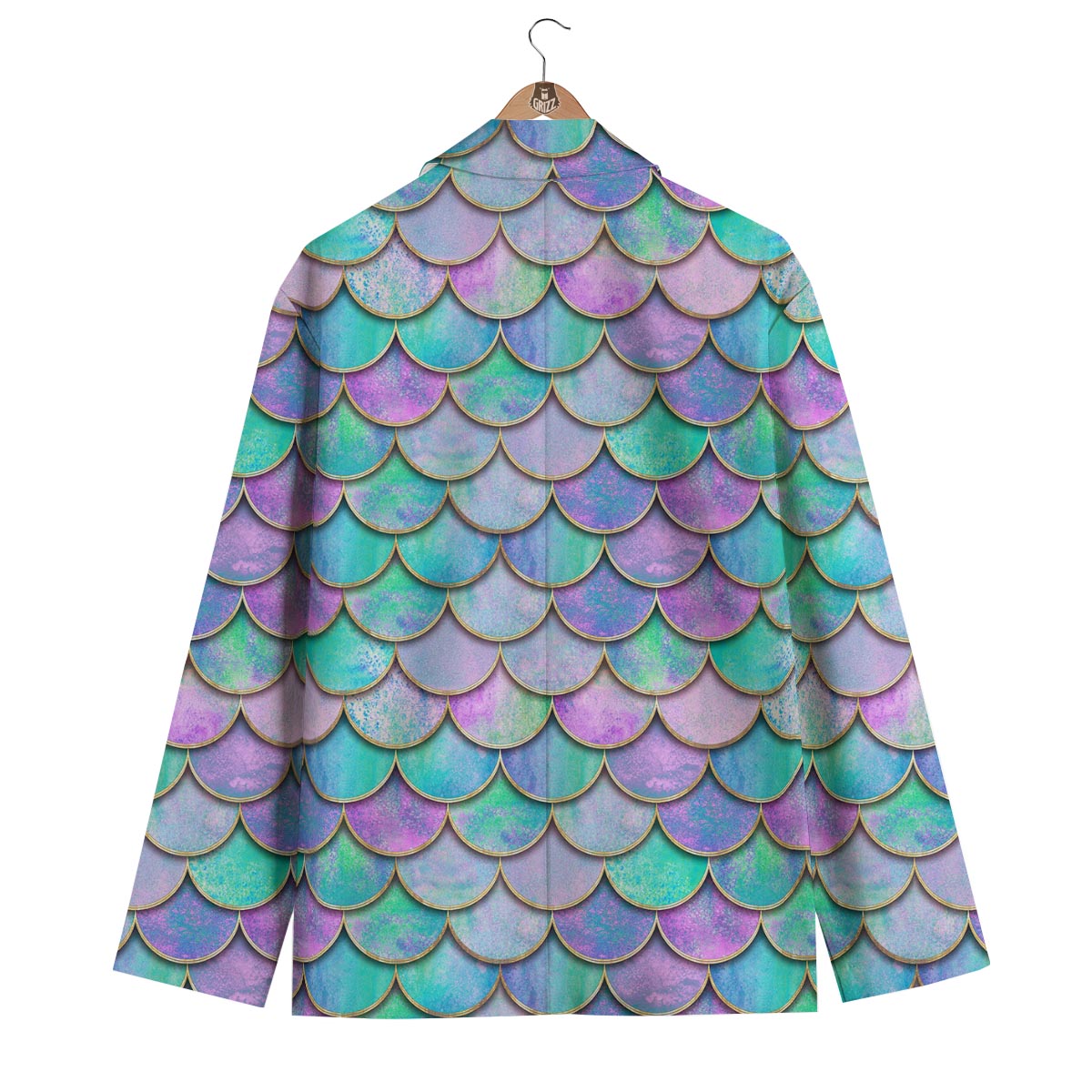 Mermaid Scales Teal Purple Print Pattern Men's Blazer-grizzshop
