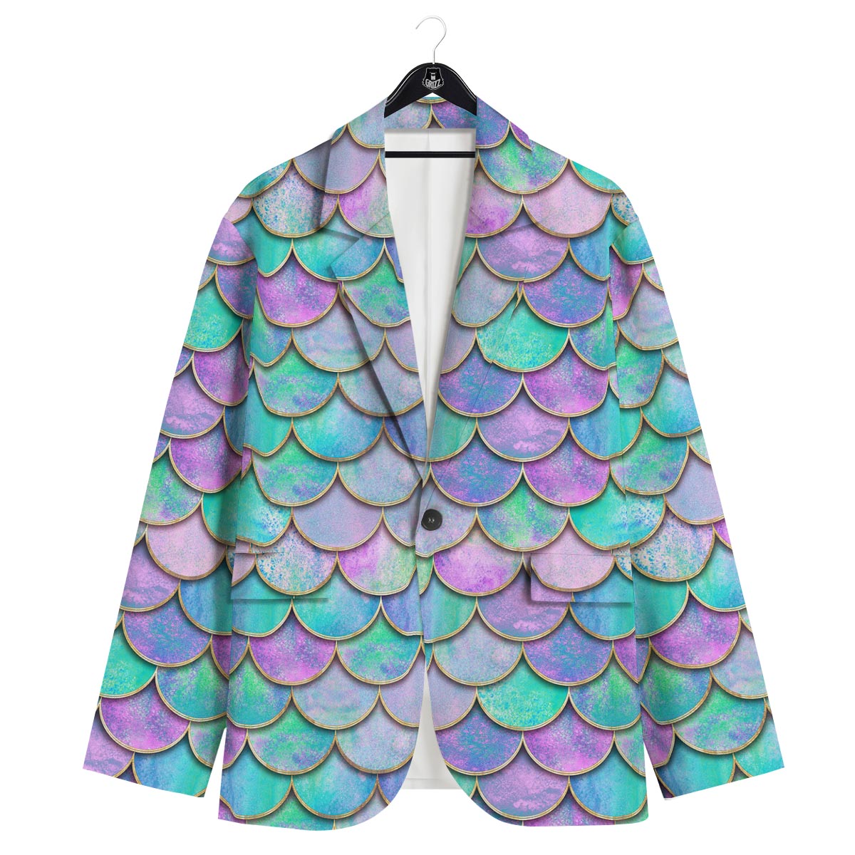 Mermaid Scales Teal Purple Print Pattern Men's Sport Coat-grizzshop
