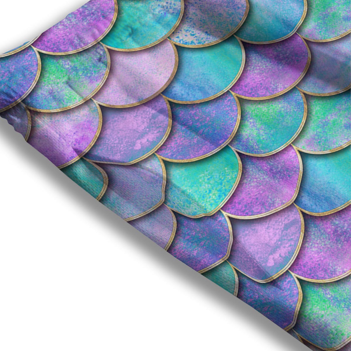 Mermaid Scales Teal Purple Print Pattern Mesh Shorts