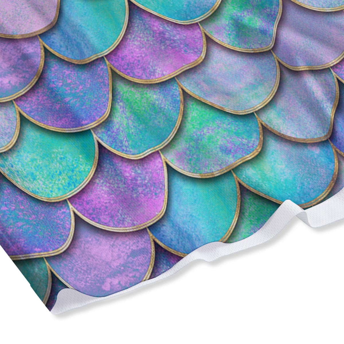 Mermaid Scales Teal Purple Print Pattern Mesh Shorts
