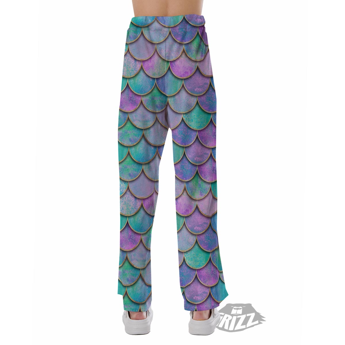 Mermaid Scales Teal Purple Print Pattern Pajama Pants-grizzshop