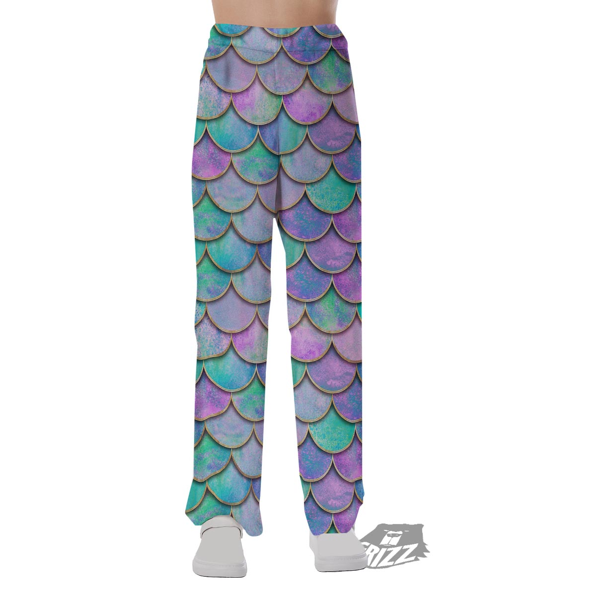 Mermaid Scales Teal Purple Print Pattern Pajama Pants-grizzshop