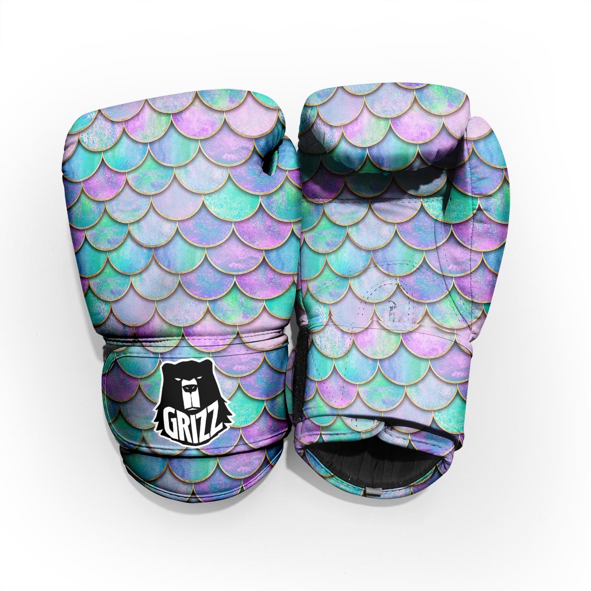 Mermaid Scales Teal Purple Print Pattern Pro Boxing Glove