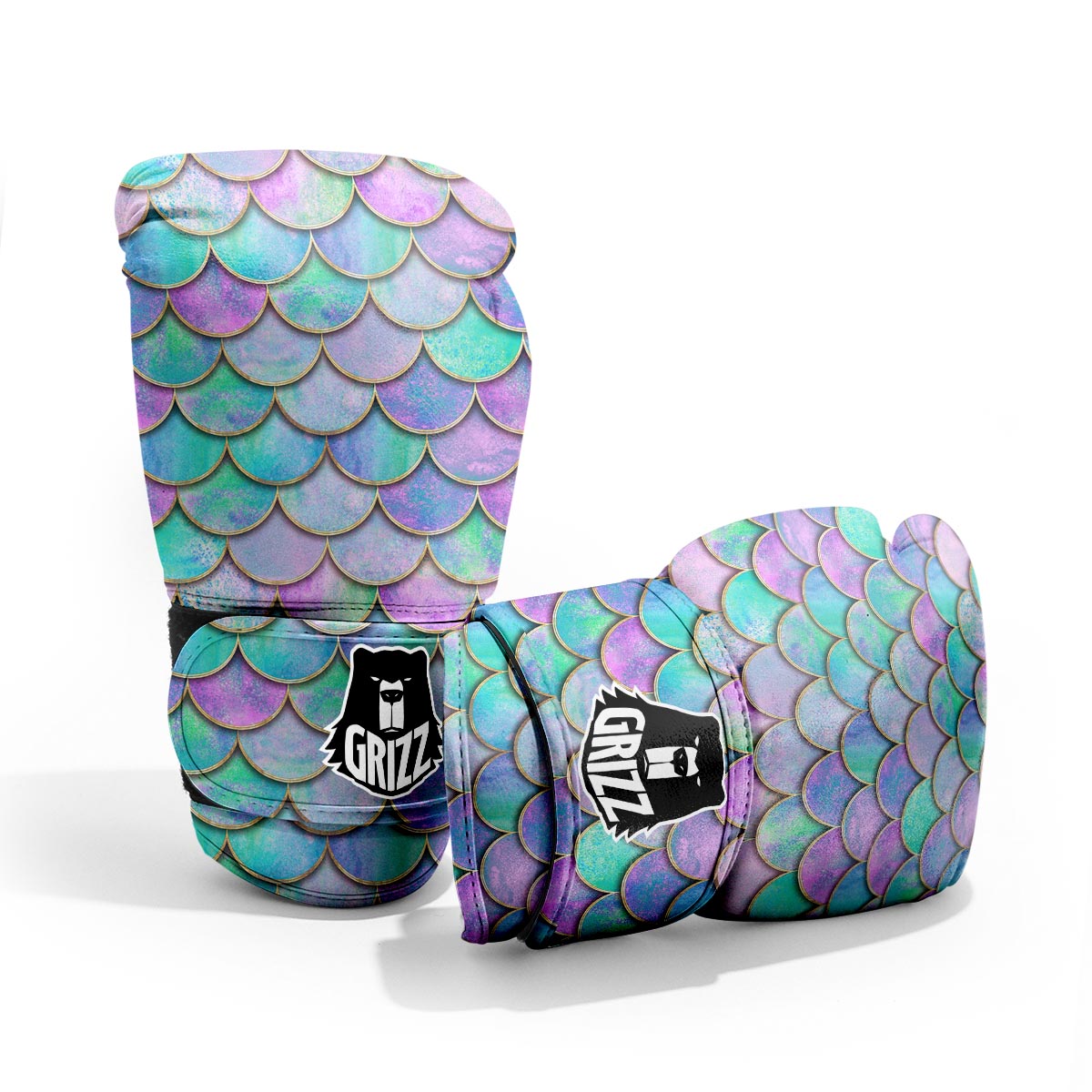 Mermaid Scales Teal Purple Print Pattern Pro Boxing Glove
