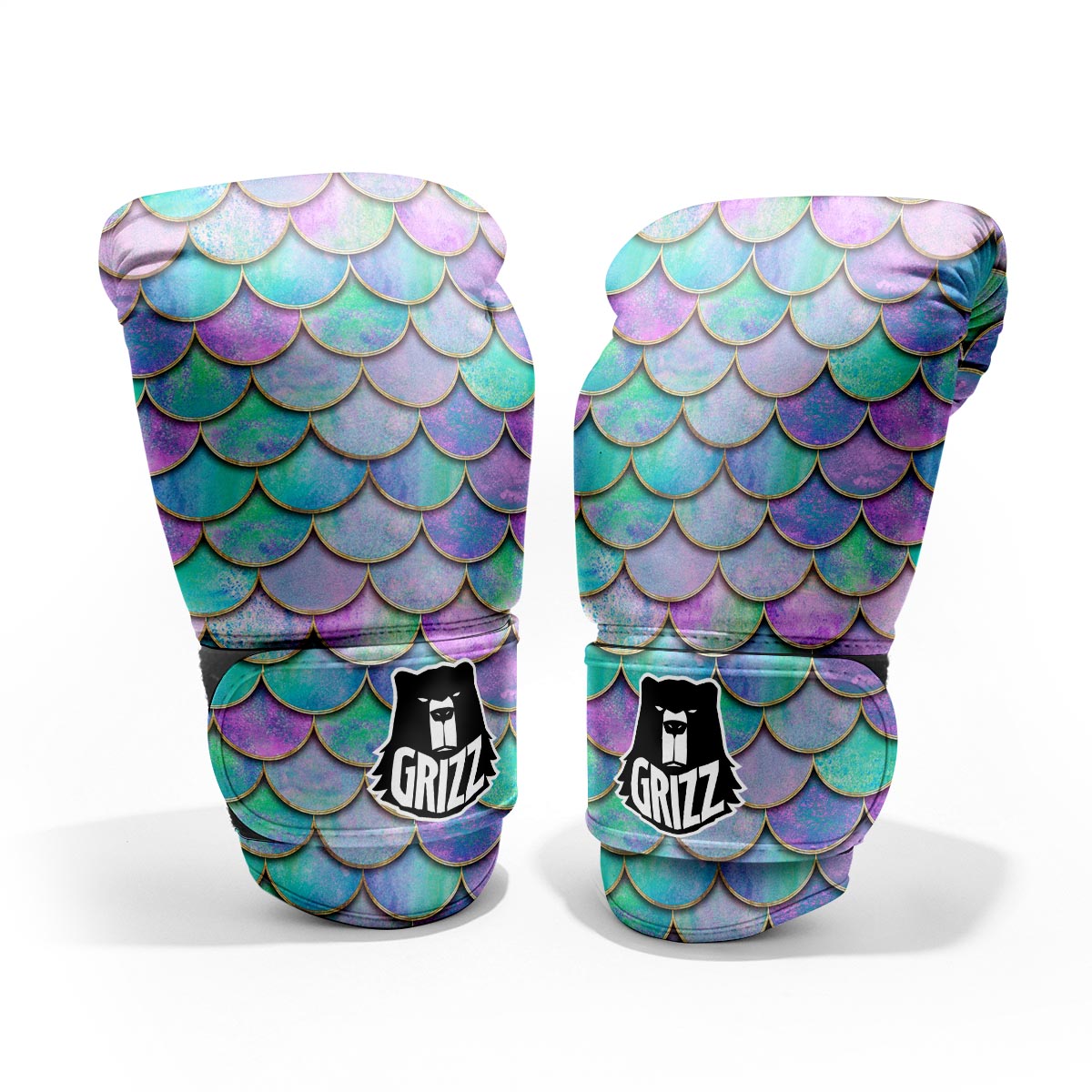 Mermaid Scales Teal Purple Print Pattern Pro Boxing Glove
