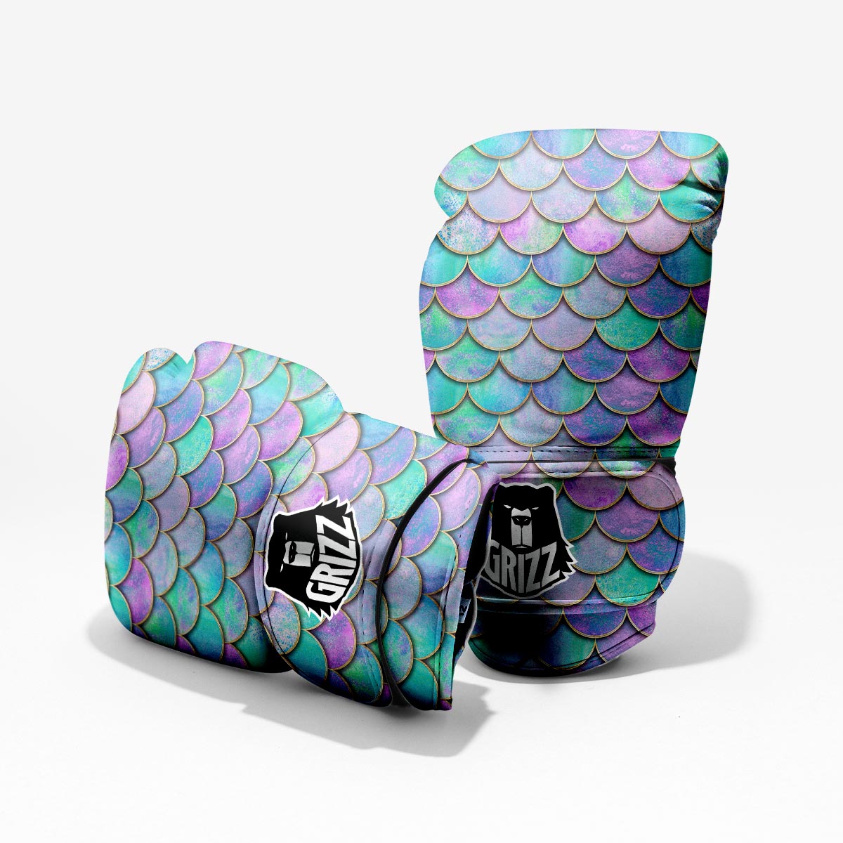 Mermaid Scales Teal Purple Print Pattern Pro Boxing Glove