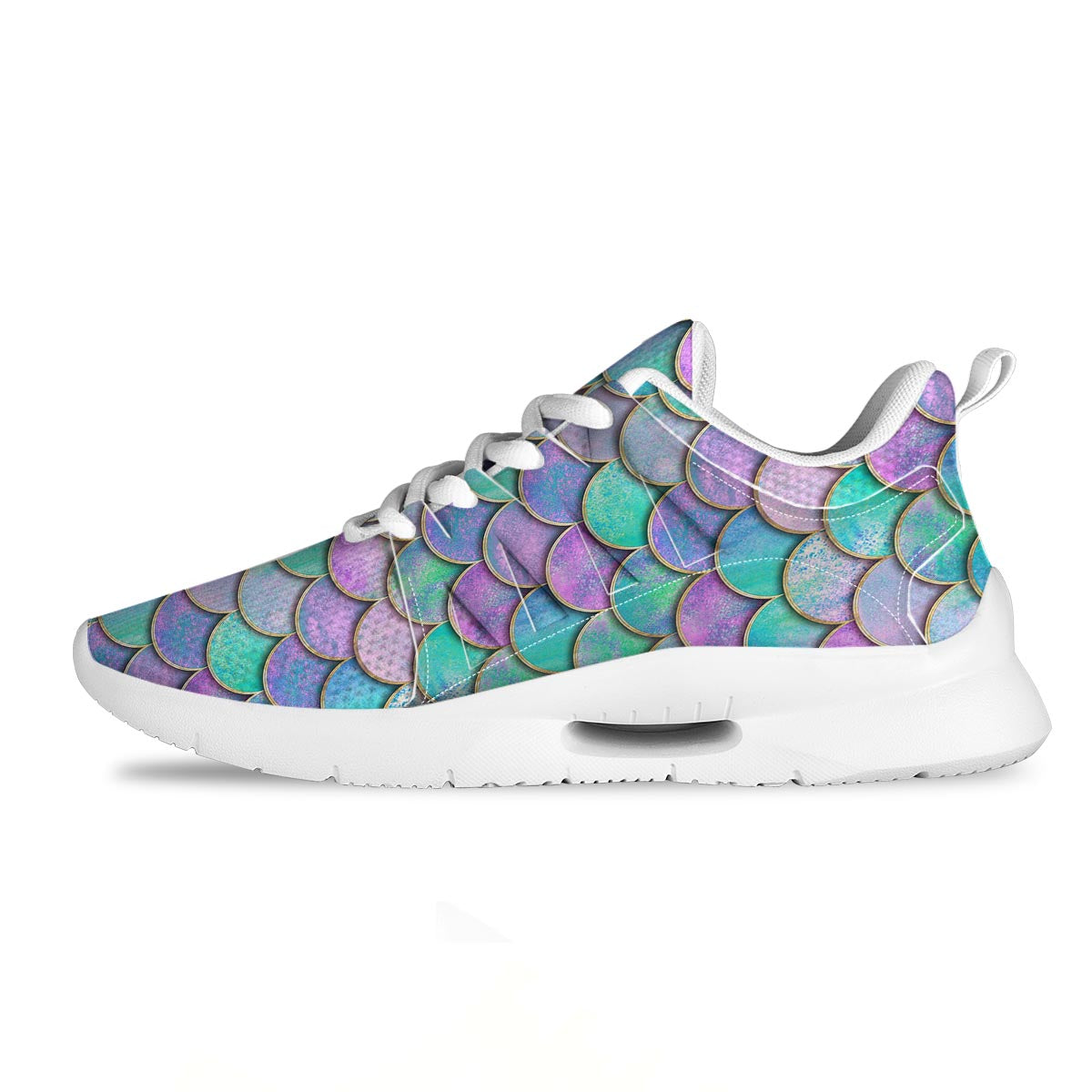 Mermaid Scales Teal Purple Print Pattern Tennis Shoes-grizzshop