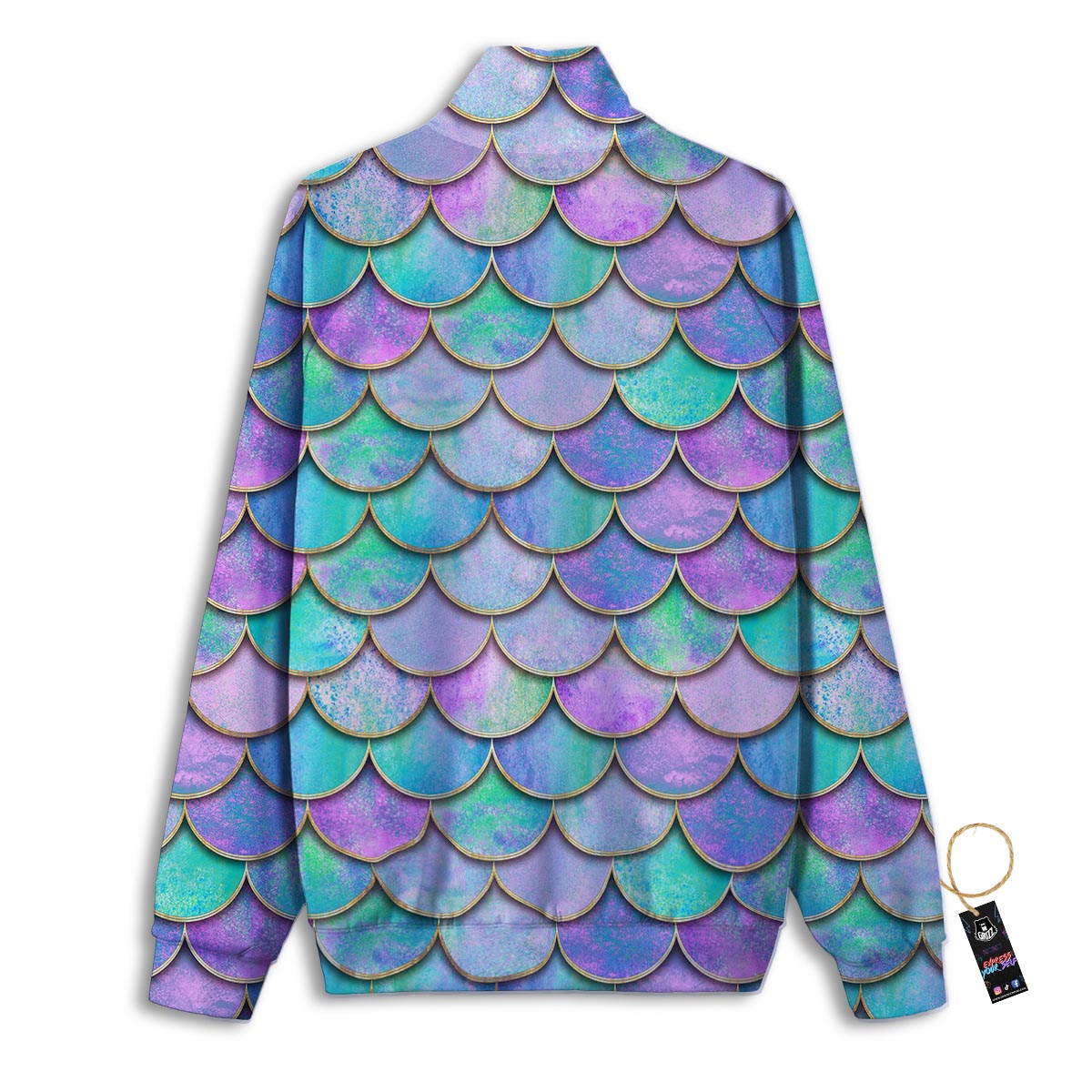 Mermaid Scales Teal Purple Print Pattern Track Jacket-grizzshop