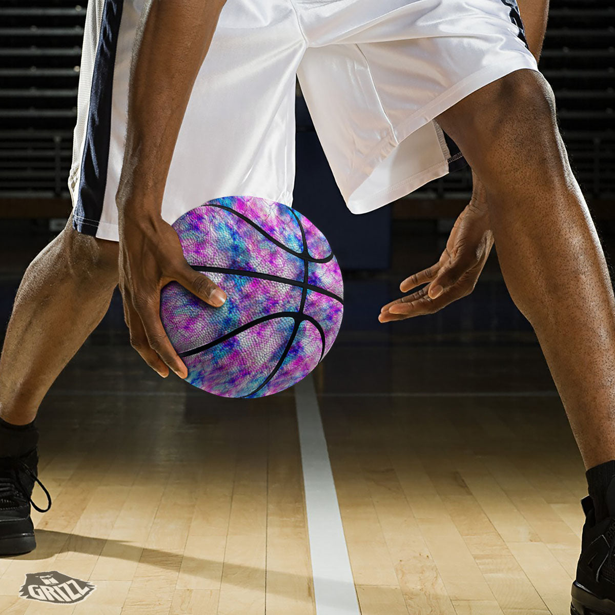 Palm Leave Night Tropical Print Pattern Basketball