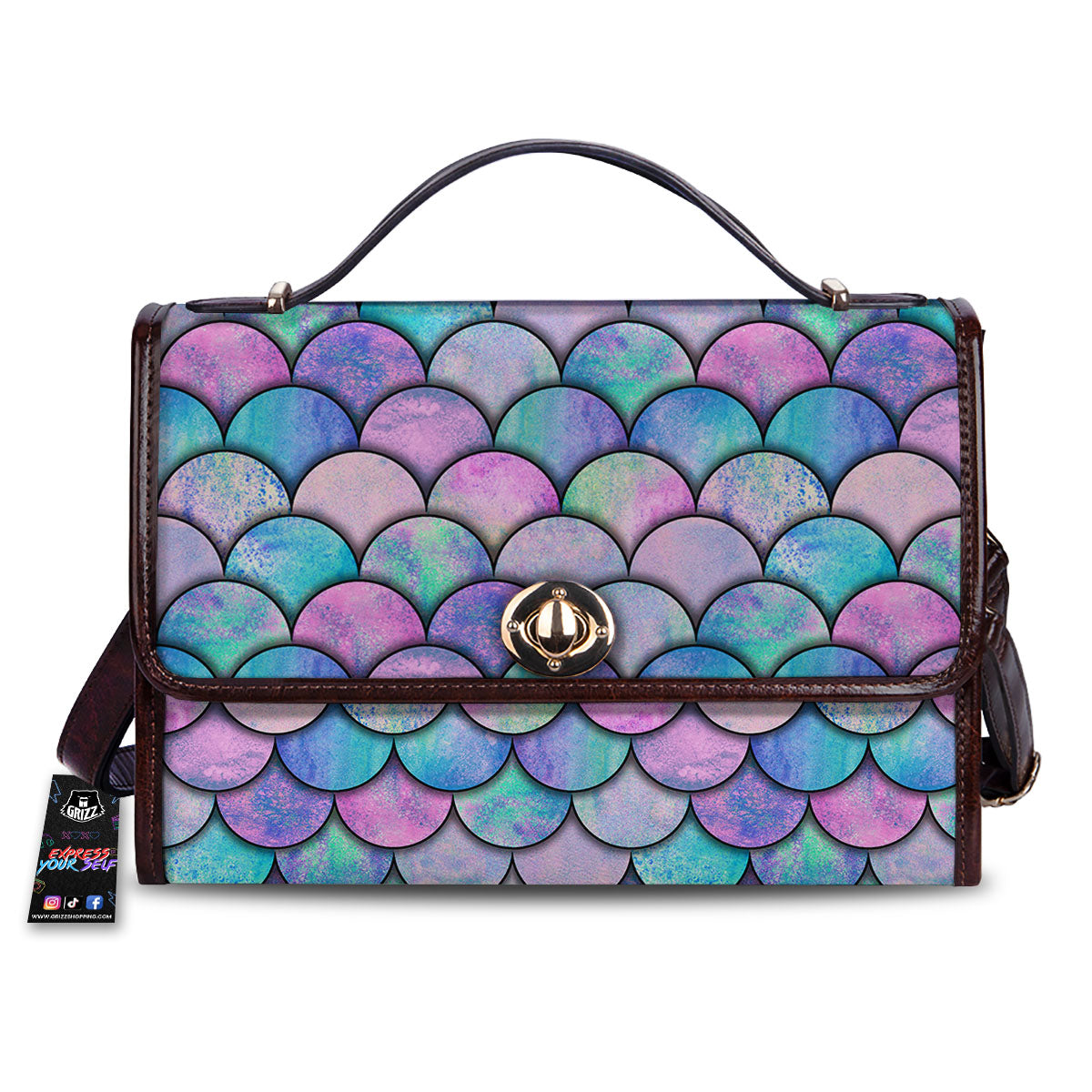 Mermaid Scales Pink And Teal Print Pattern Women's Satchel Bag