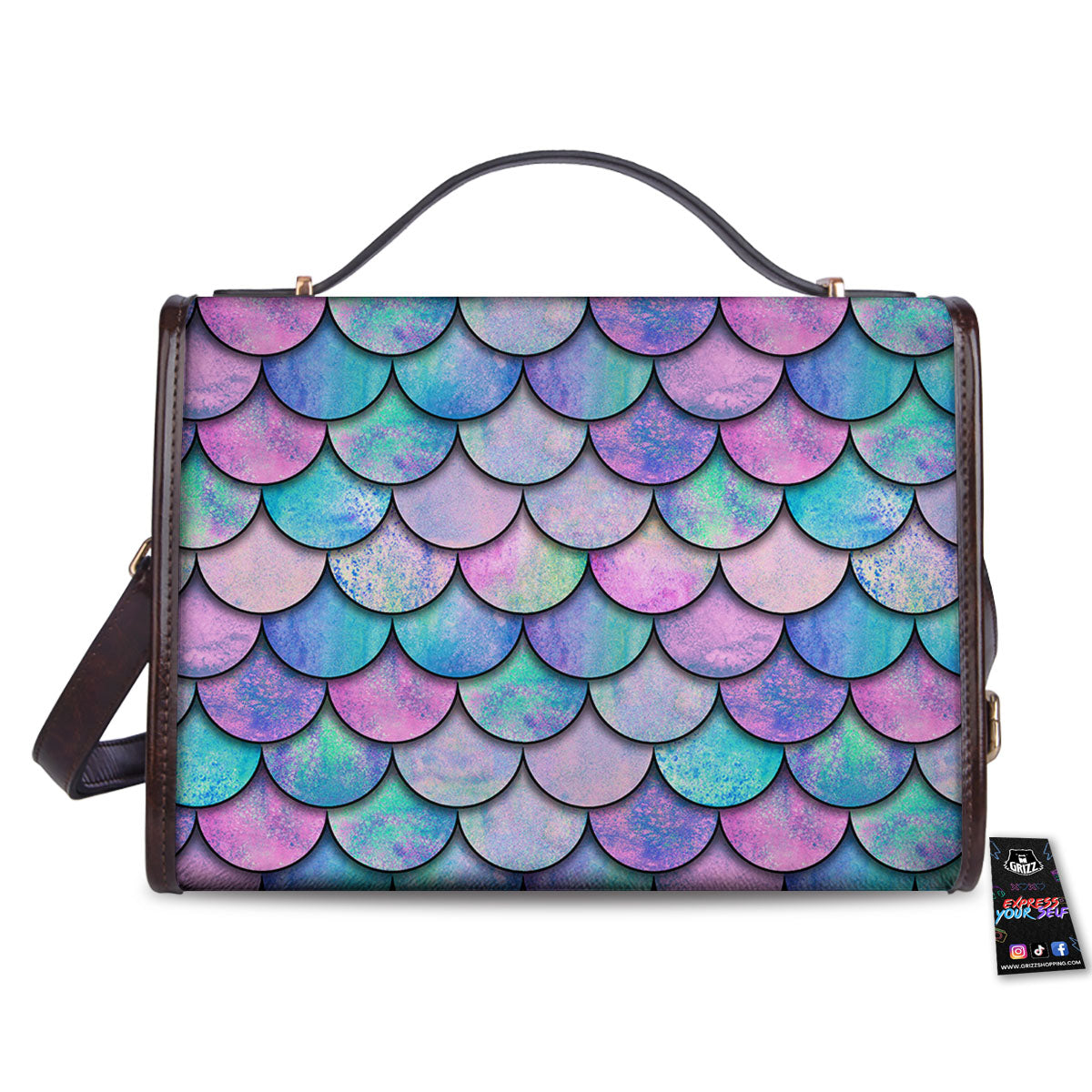 Mermaid Scales Pink And Teal Print Pattern Women's Satchel Bag