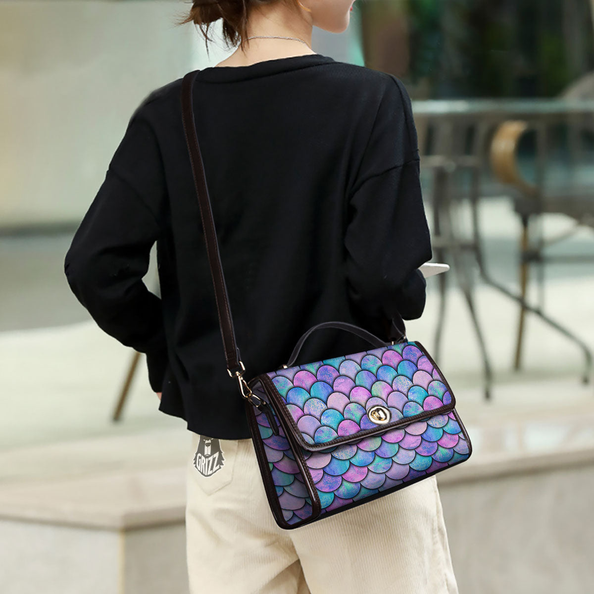 Mermaid Scales Pink And Teal Print Pattern Women's Satchel Bag