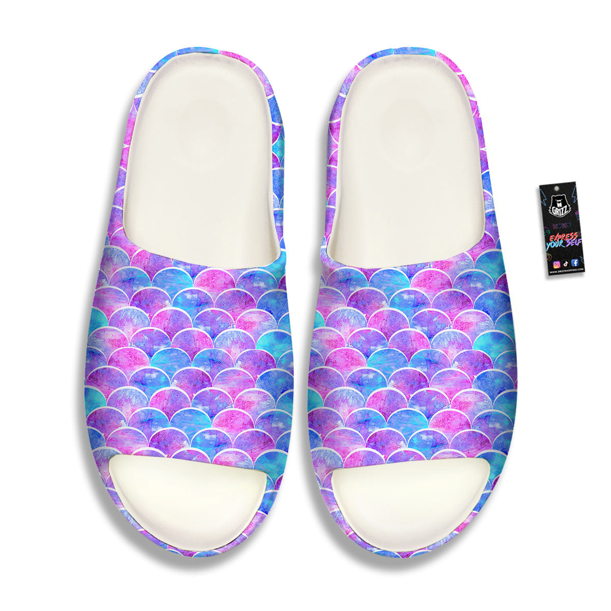 Mermaid Scales Sea Blue Print Pattern Sandals-grizzshop