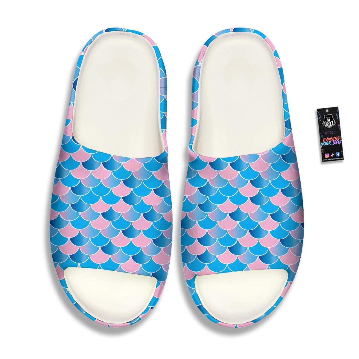 Mermaid Scales Teal Pink Print Pattern Sandals-grizzshop