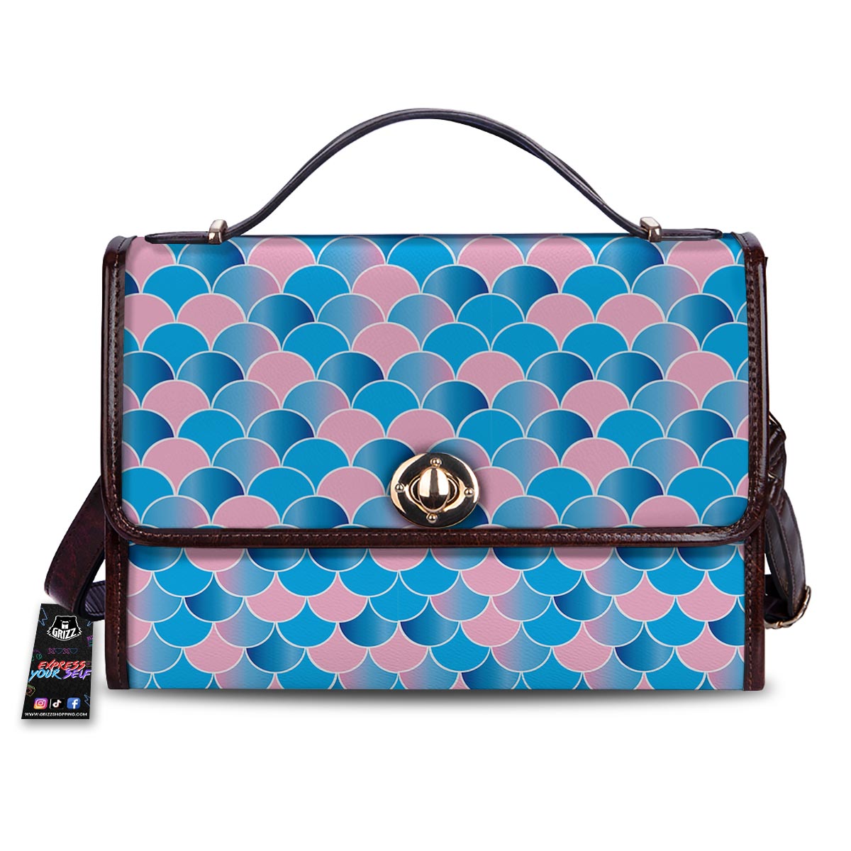 Mermaid Scales Teal Pink Print Pattern Women's Satchel Bag