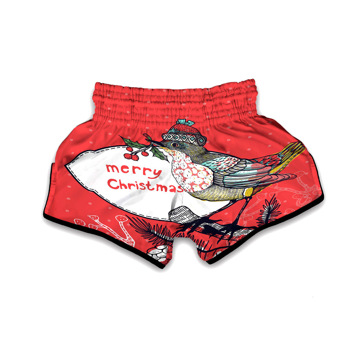 Merry Christmas Bird Muay Thai Boxing Shorts-grizzshop