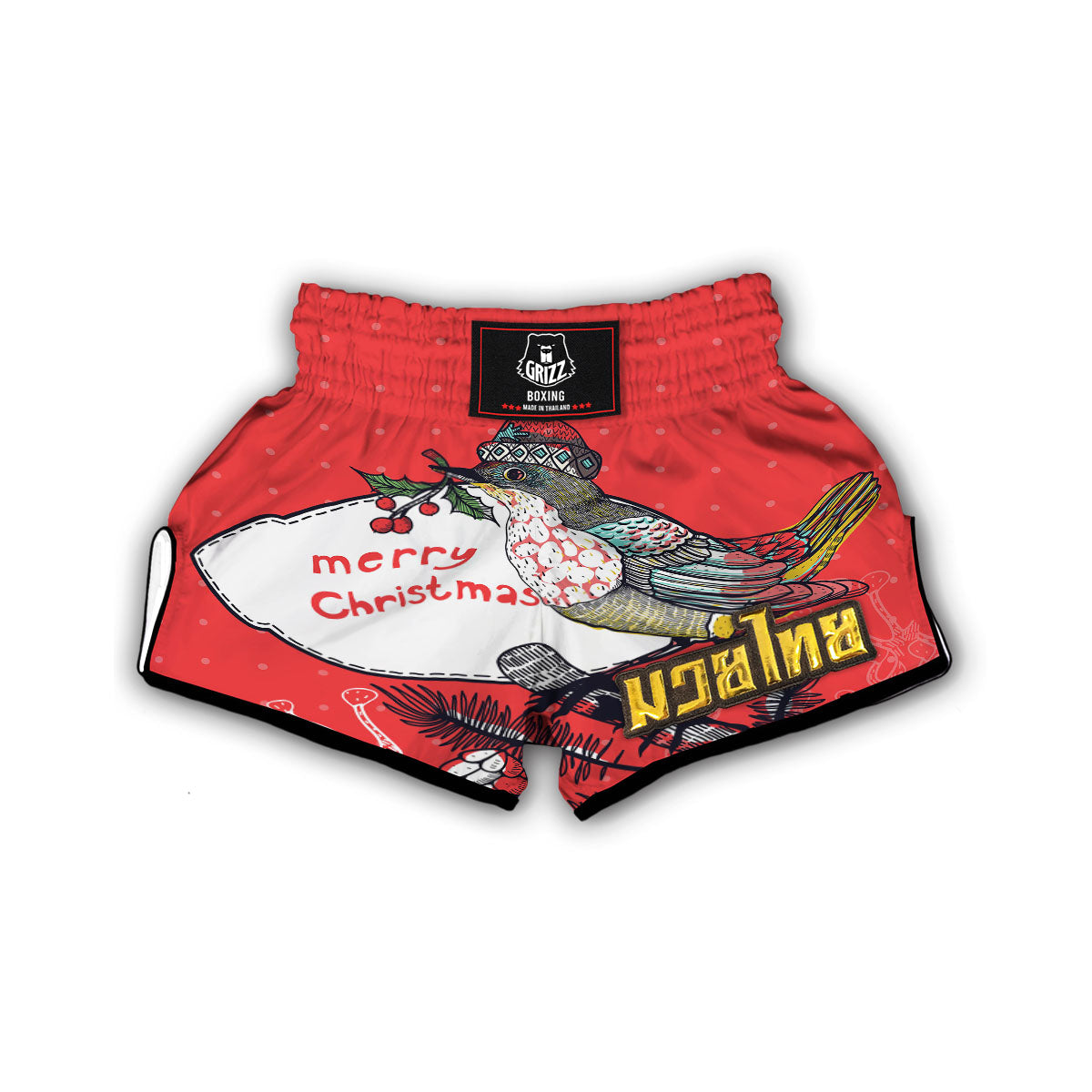 Merry Christmas Bird Muay Thai Boxing Shorts-grizzshop