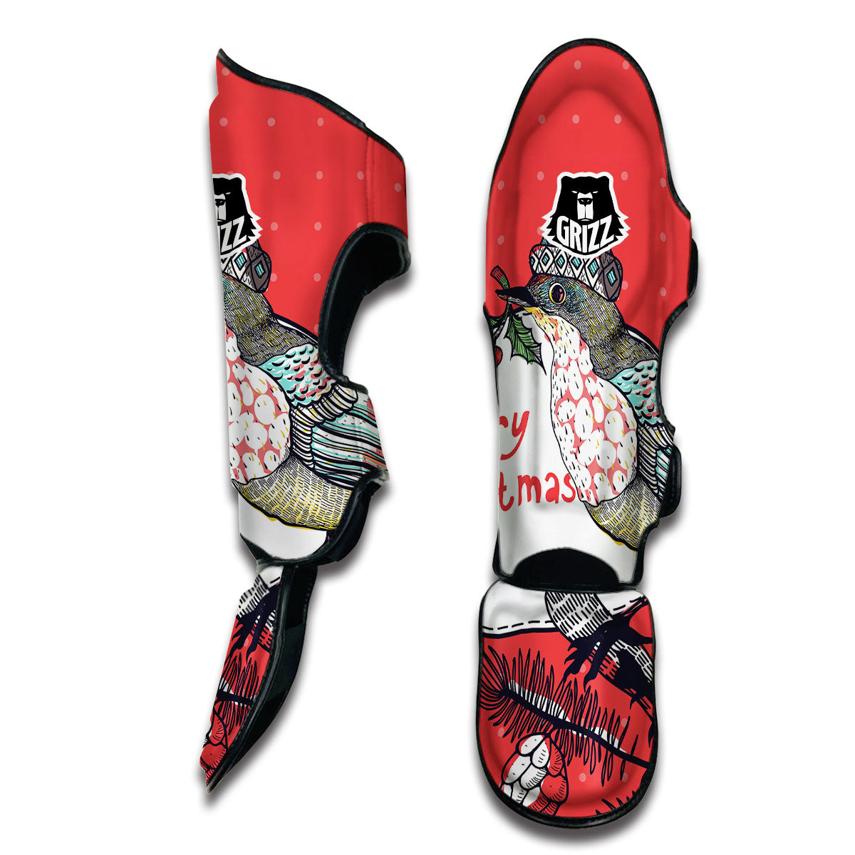 Merry Christmas Bird Muay Thai Shin Guards-grizzshop