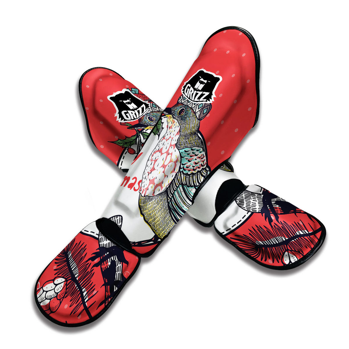 Merry Christmas Bird Muay Thai Shin Guards-grizzshop