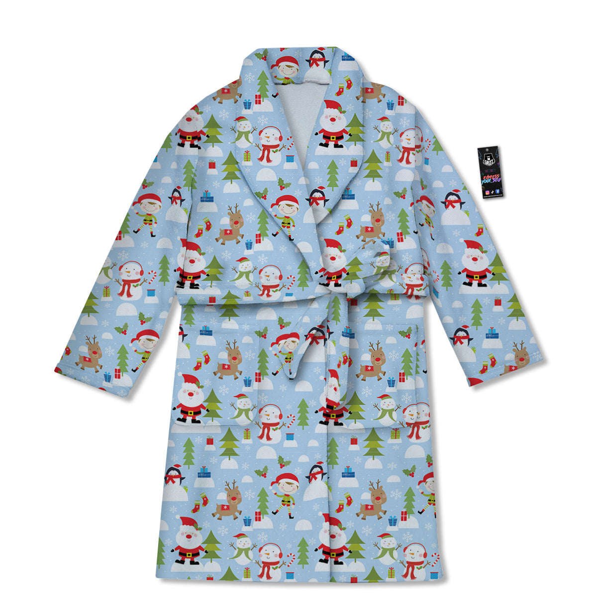 Merry Christmas Cute Print Pattern Bathrobe-grizzshop