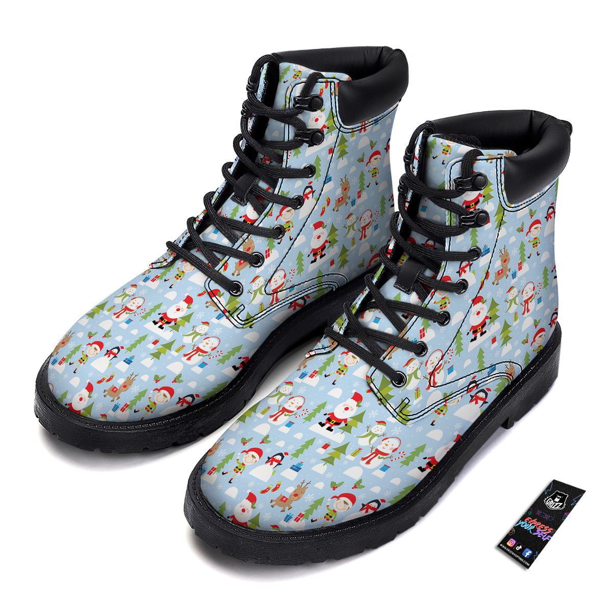 Merry Christmas Cute Print Pattern Boots-grizzshop