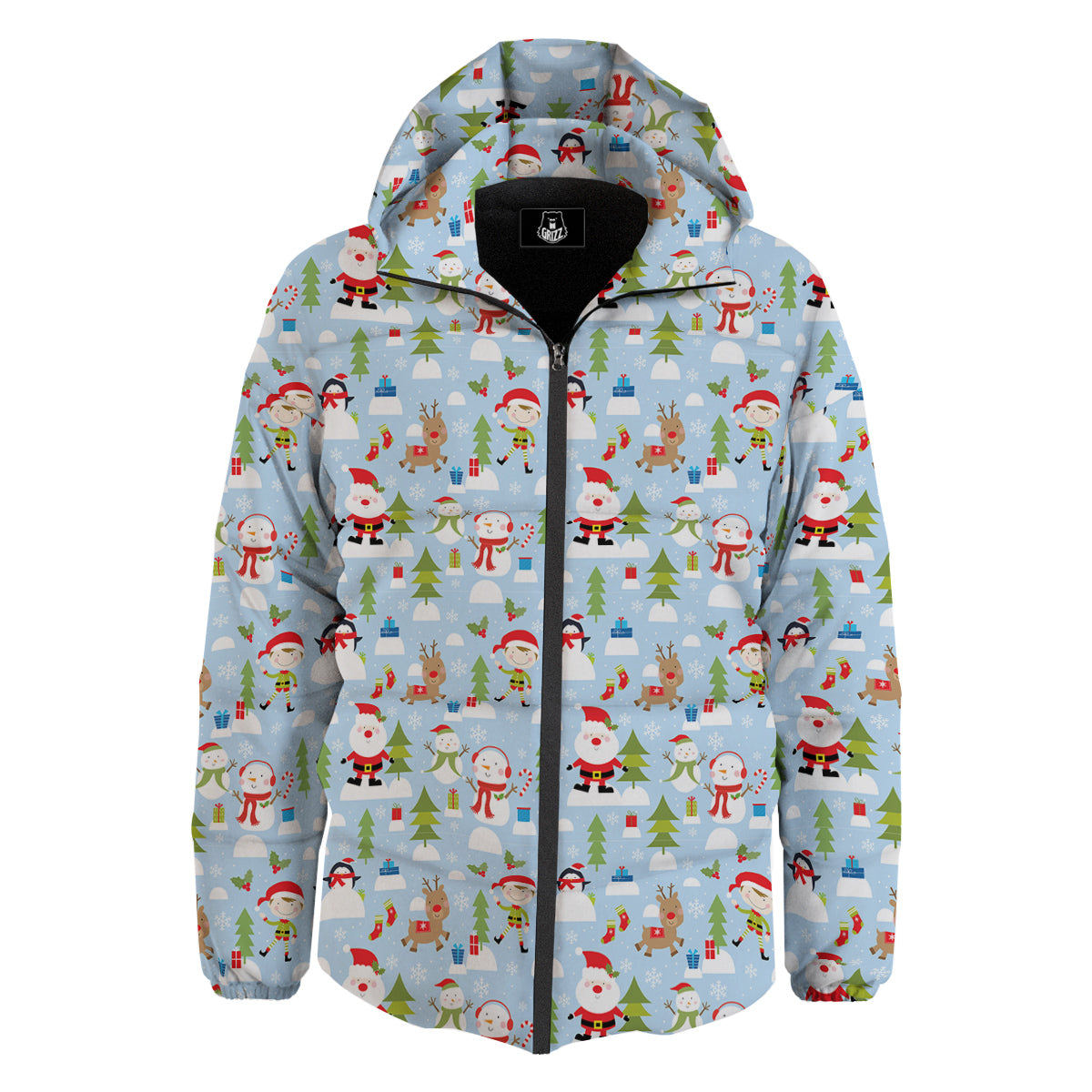 Merry Christmas Cute Print Pattern Down Jacket-grizzshop