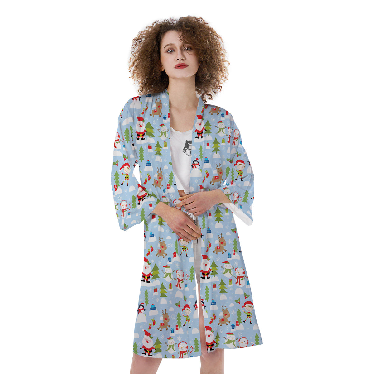 Merry Christmas Cute Print Pattern Kimono-grizzshop