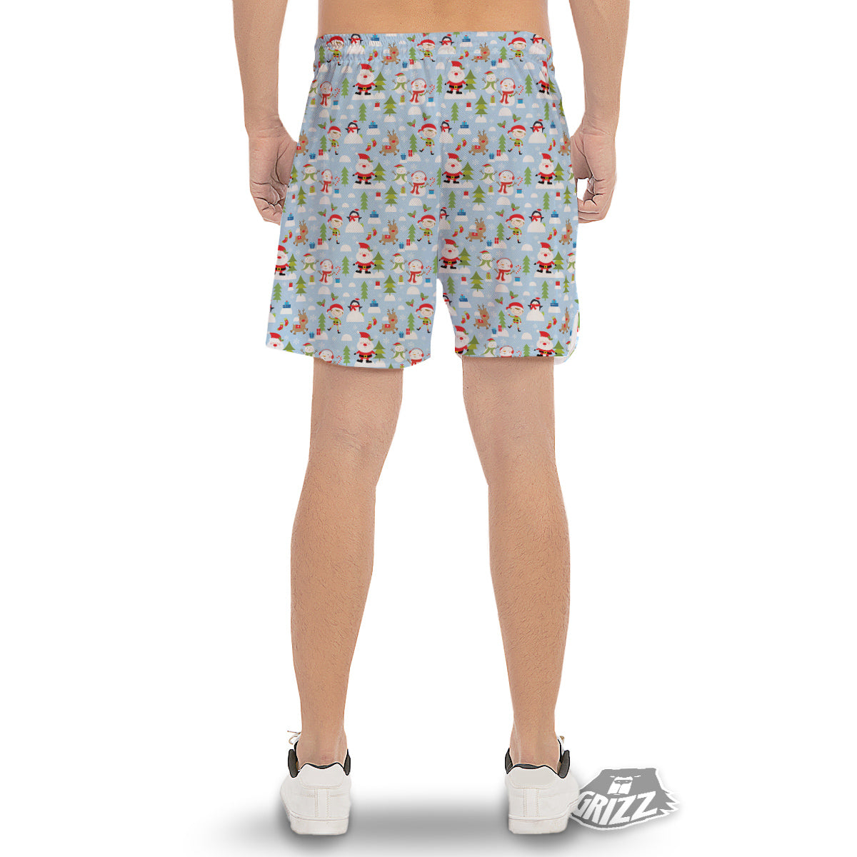 Merry Christmas Cute Print Pattern Men's Gym Shorts-grizzshop