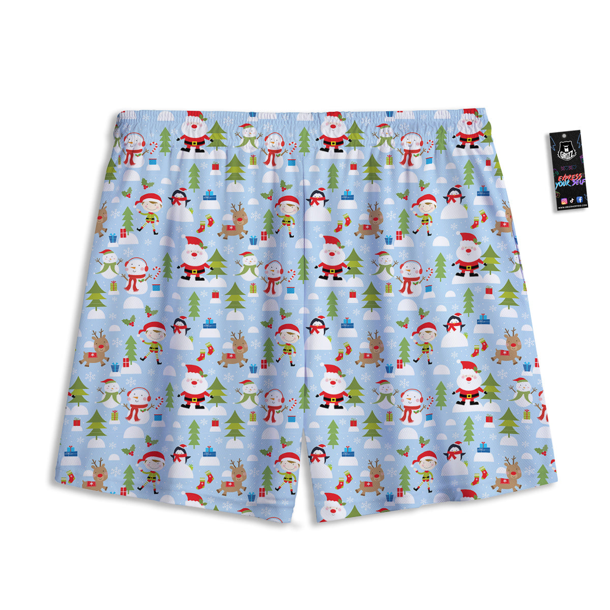 Merry Christmas Cute Print Pattern Mesh Shorts
