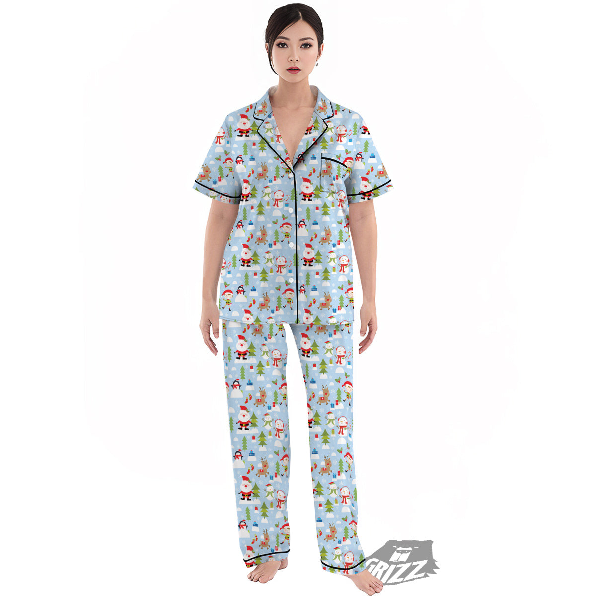 Merry Christmas Cute Print Pattern Women's Pajamas Set-grizzshop