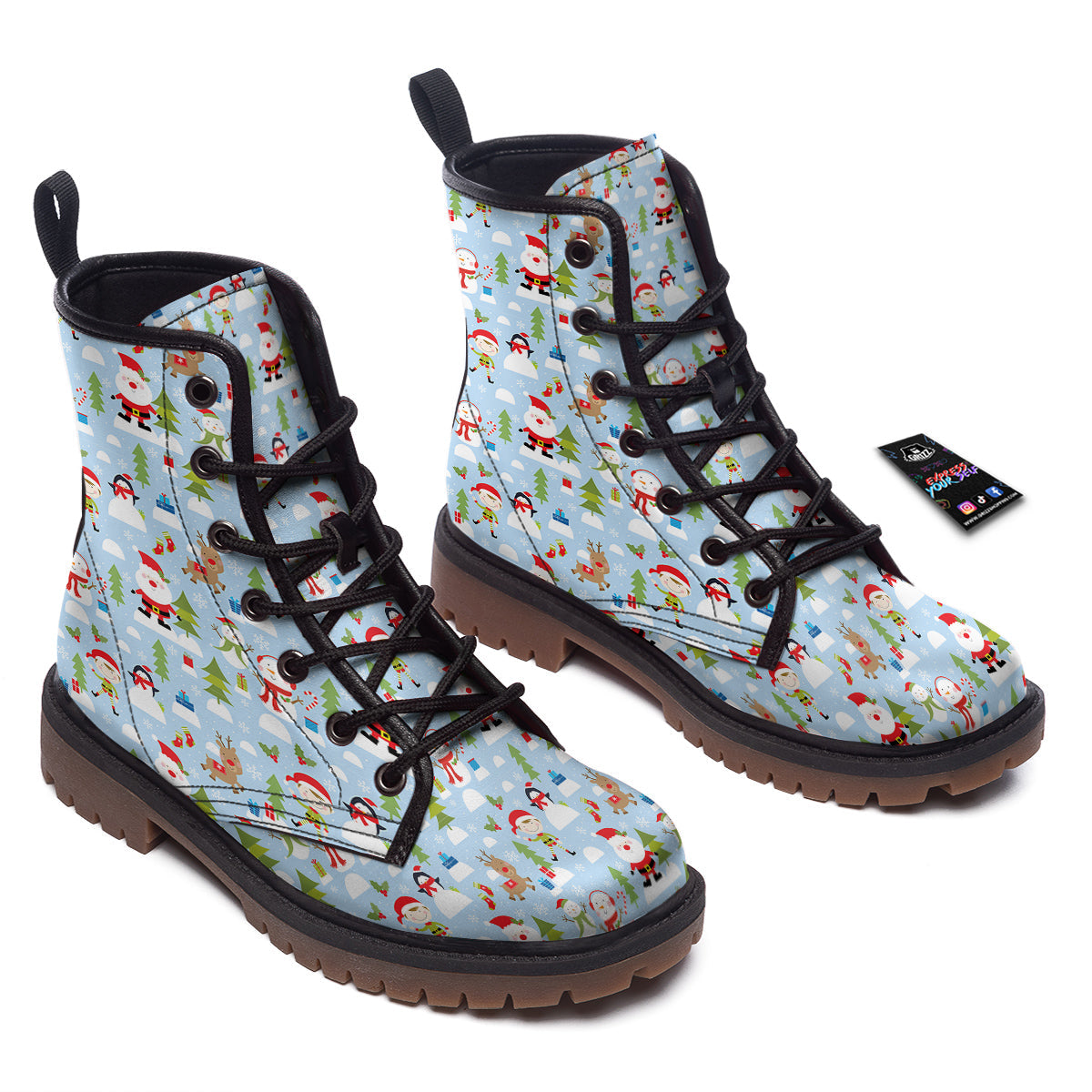 Merry Christmas Cute Print Pattern Work Boots-grizzshop