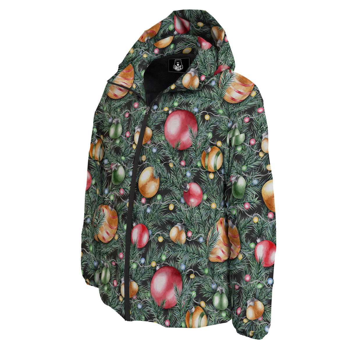 Merry Christmas Watercolor Print Pattern Down Jacket-grizzshop