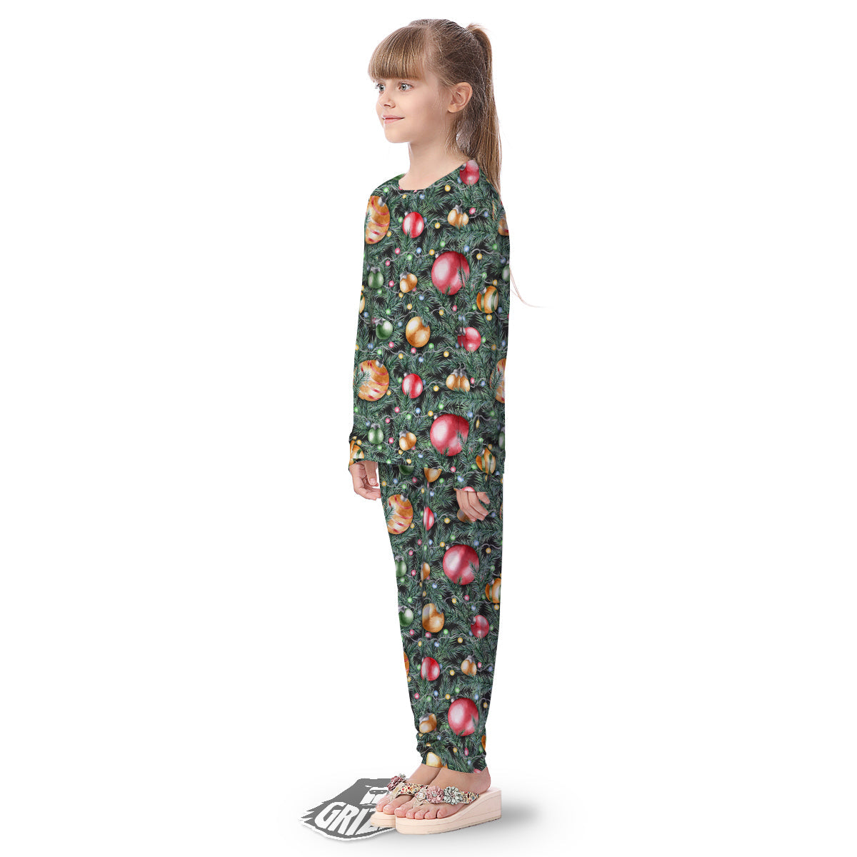 Merry Christmas Watercolor Print Pattern Kid's Pajamas-grizzshop